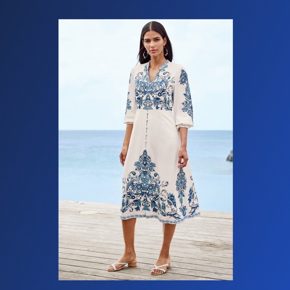 ✨NWT Soft Surroundings Louise Midi Dress Bohemian Classic [Size Small]